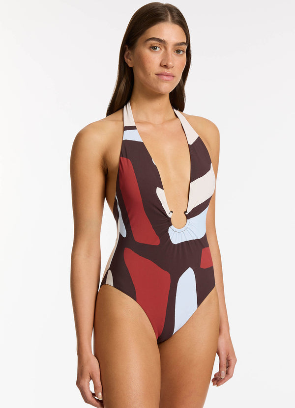 Zarla Plunge One Piece - Ruby