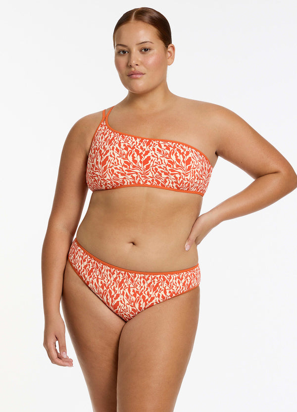 Sereno Ditsy Full Coverage Bikini Bottom - Coral