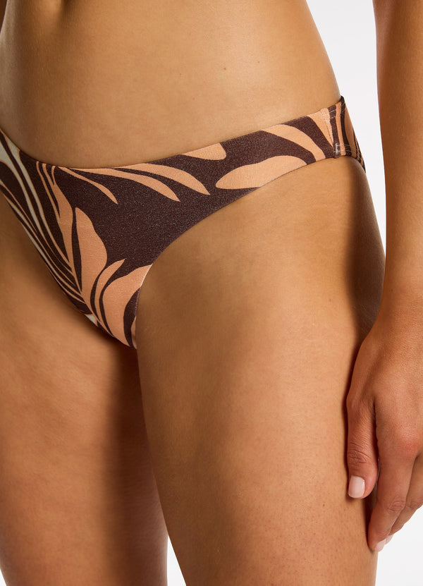 Dahlia Palm Hipster Bikini Bottom - Chocolate