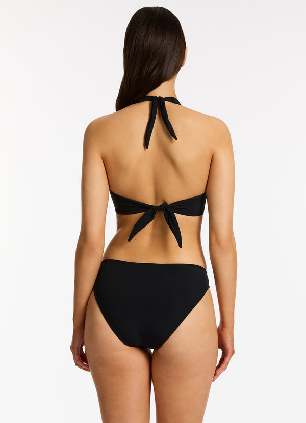Jetset Twist Front Hipster Bikini Bottom - Black