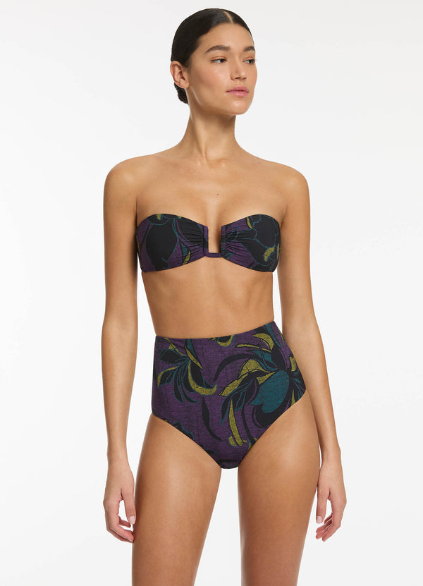 Midnight Tropical Bandeau Bikini Top - Amethyst