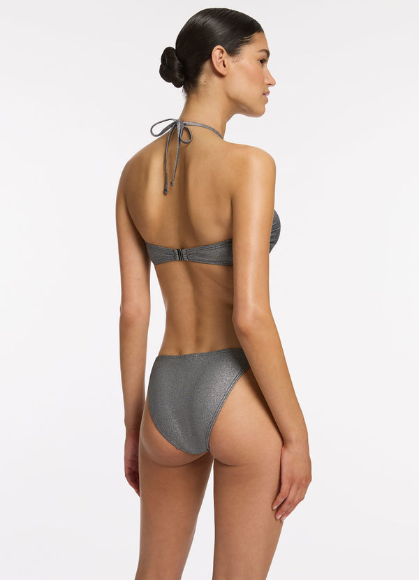 Lumen Underwire Bandeau Halter Bikini Top - Silver