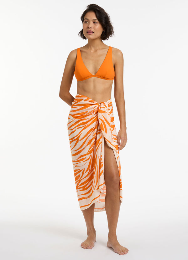 Fine Lines Sarong - Papaya