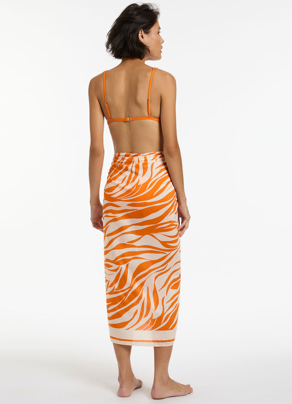 Fine Lines Sarong - Papaya