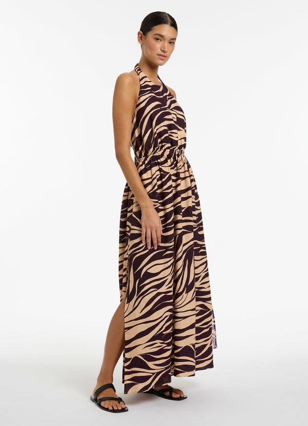 Fine Lines Halter Dress - Port