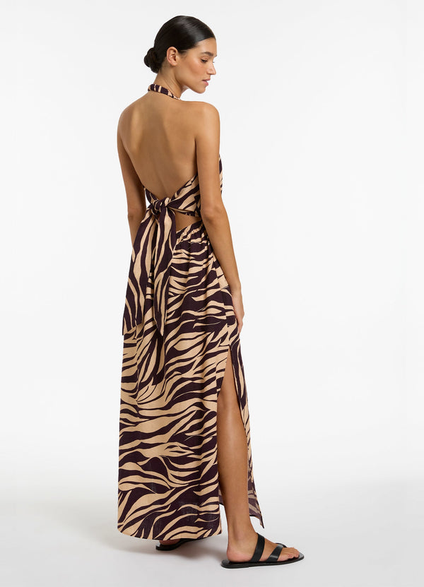 Fine Lines Halter Dress - Port