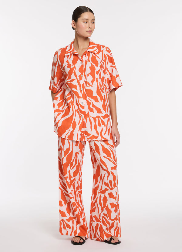 Sereno Ditsy Short Sleeve Shirt - Coral