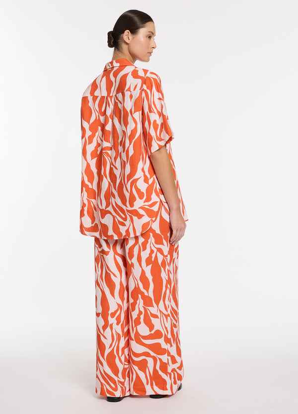 Sereno Ditsy Short Sleeve Shirt - Coral