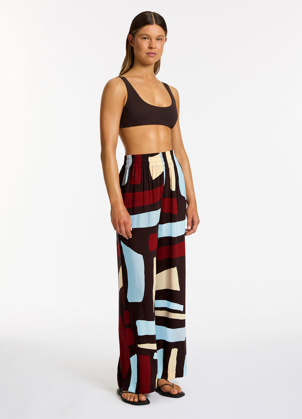 Zarla Wide Leg Pant - Ruby