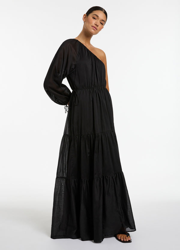Jetset One Shoulder Maxi Dress - Black