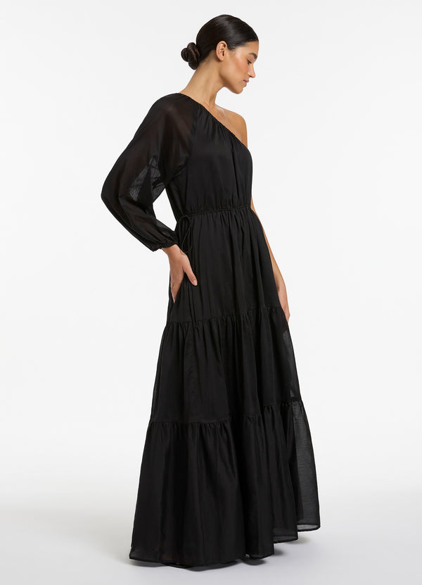 Jetset One Shoulder Maxi Dress - Black