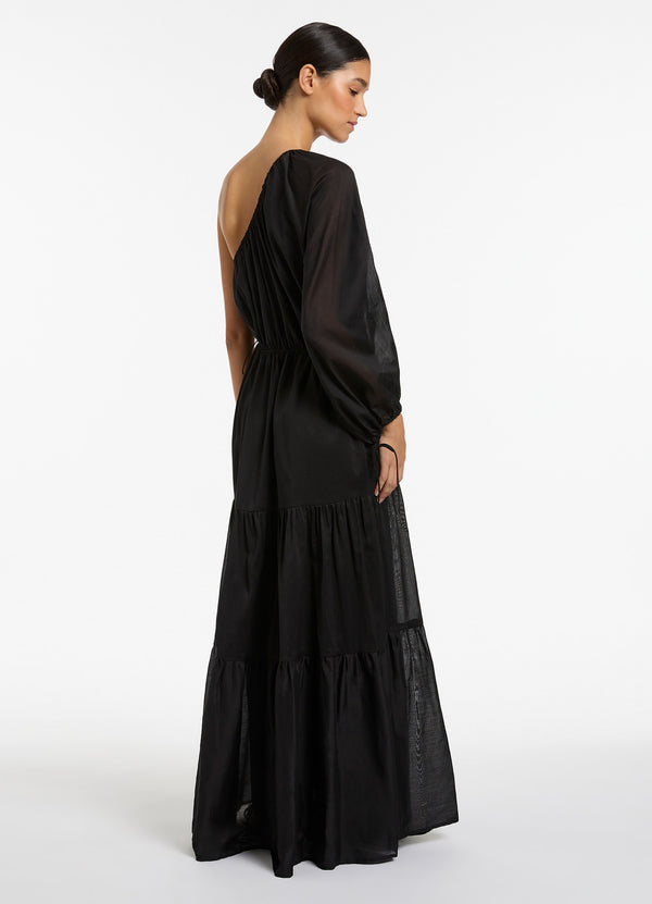 Jetset One Shoulder Maxi Dress - Black