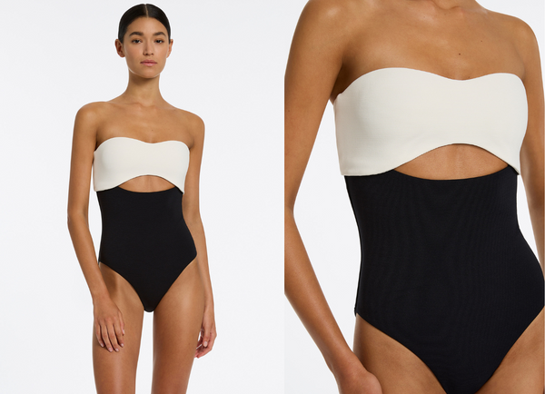 Versa Rib Cut Out Bandeau One Piece