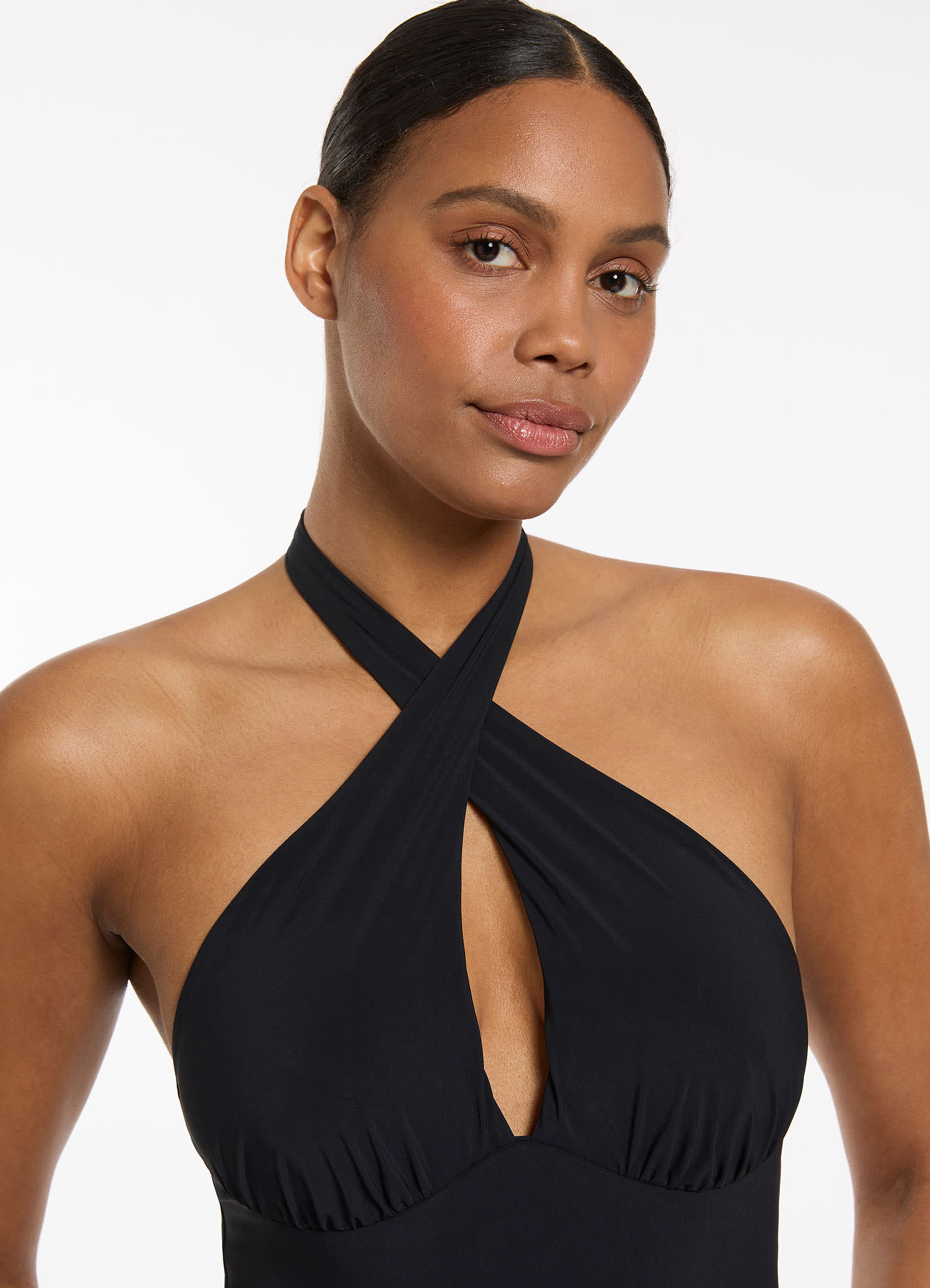 Jetset Cross Over Halter One Piece - Black – JETS UK