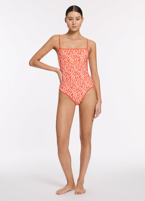 Sereno Ditsy Minimal Tank One Piece - Coral