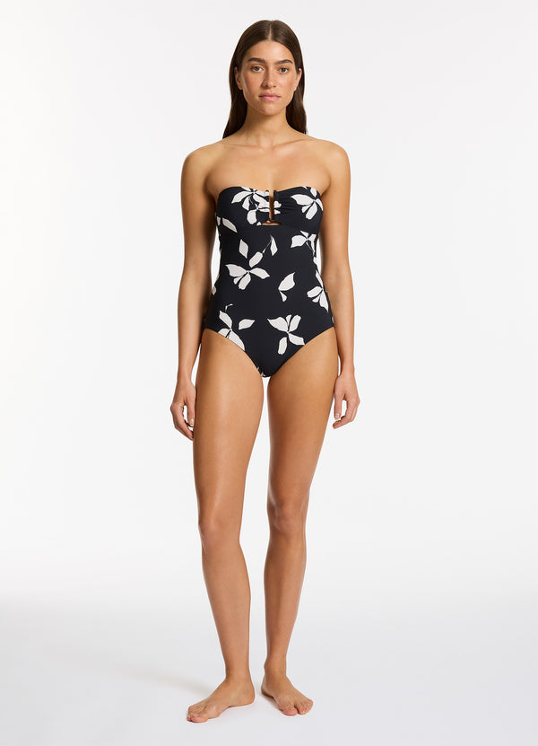 Elora Bloom Bandeau One Piece - Black