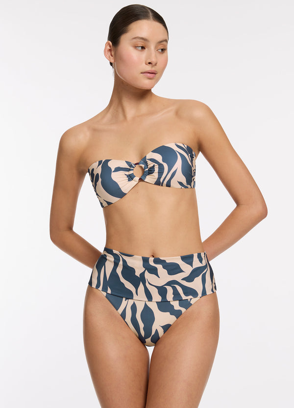 Sereno Fold Down Bikini Bottom - Steel Blue