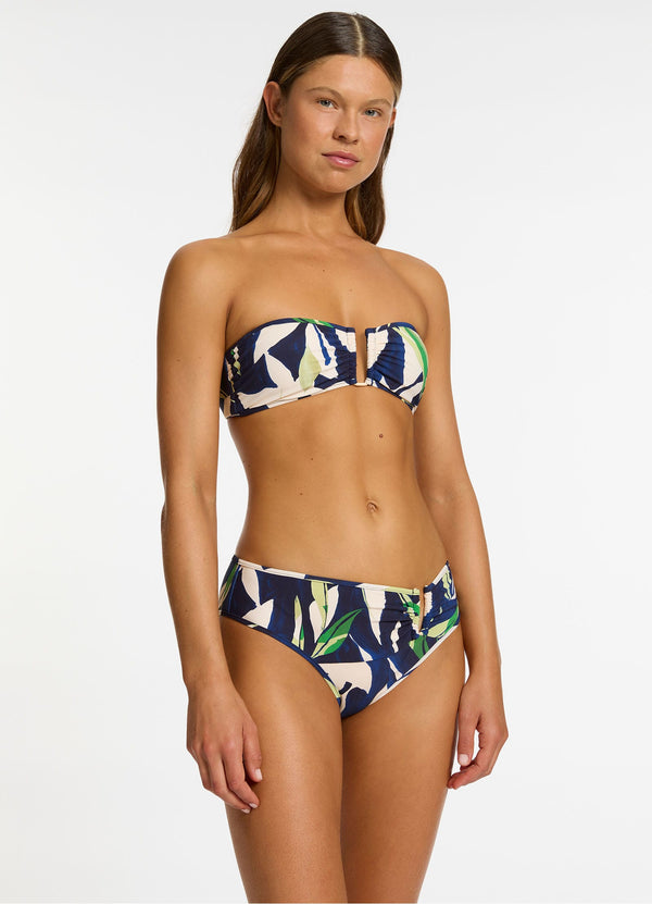 Fauna U Trim Mid Rise Bikini Bottom - Ink