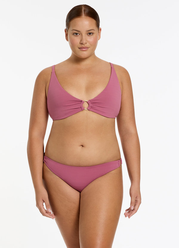 Isla Rib C-D Triangle Bikini Top - Mauve