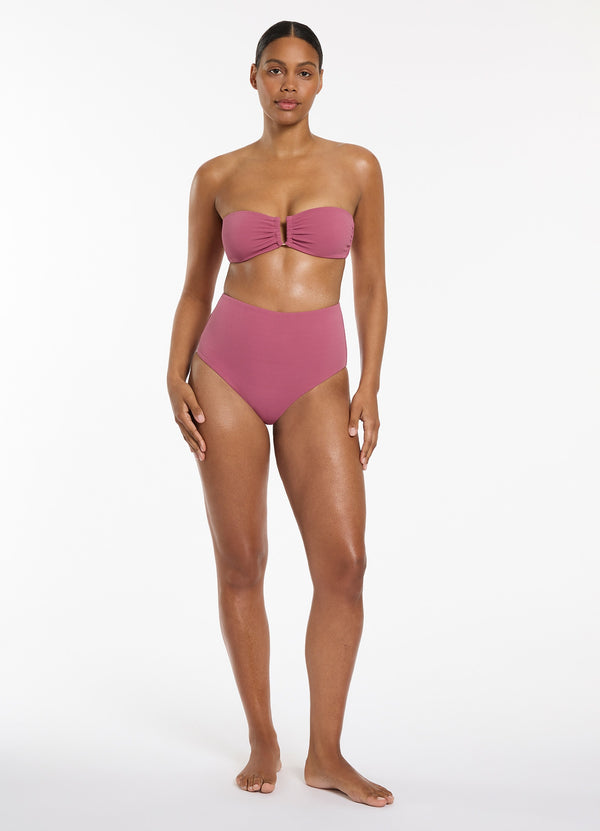 Isla Rib U Trim Bandeau Bikini Top - Mauve