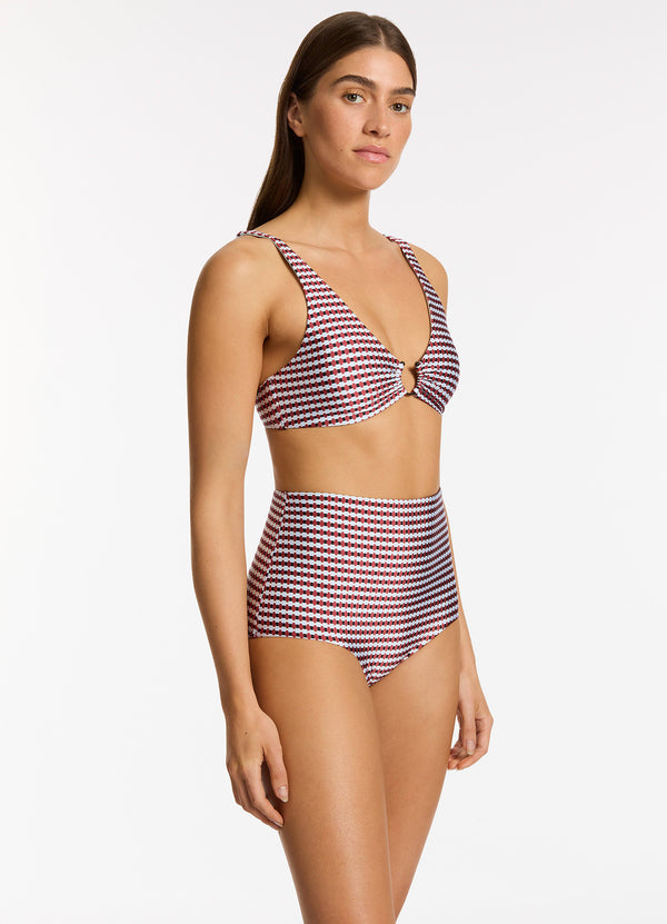 Zarla Geo Triangle Bikini Top - Ruby