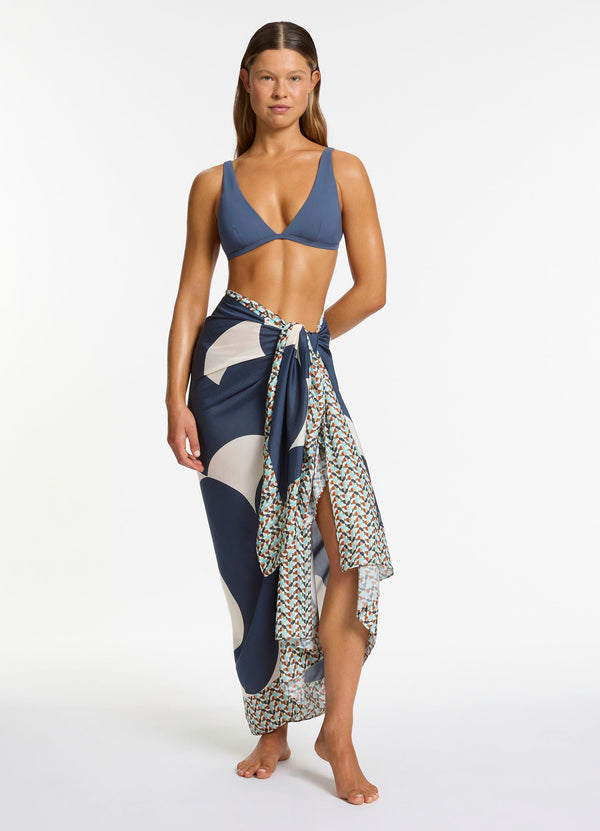 Acacia Long Sarong - Steel Blue