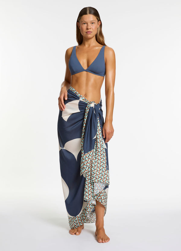 Acacia Long Sarong - Steel Blue