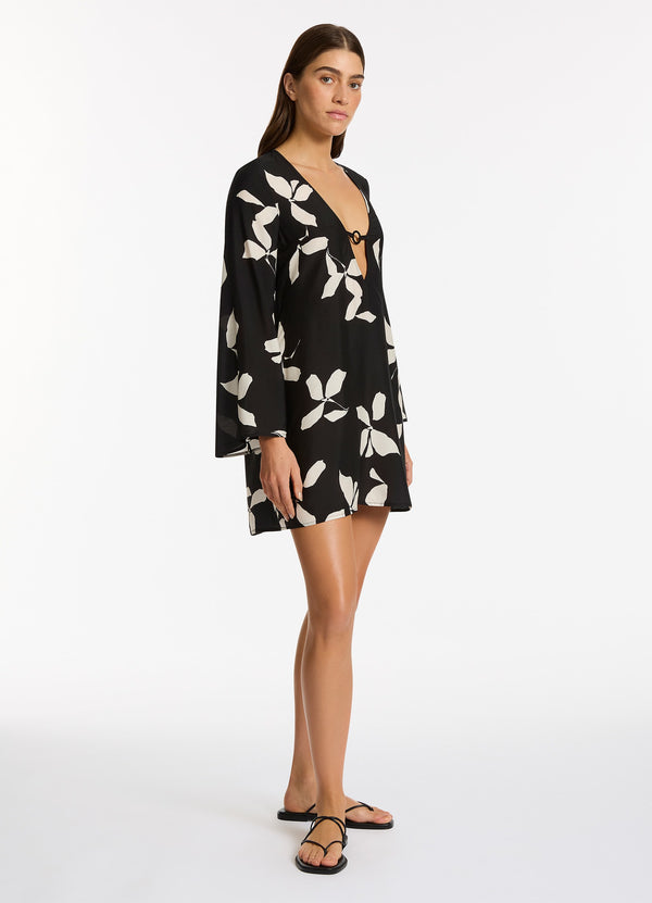 Elora Bloom Mini Kaftan - Black