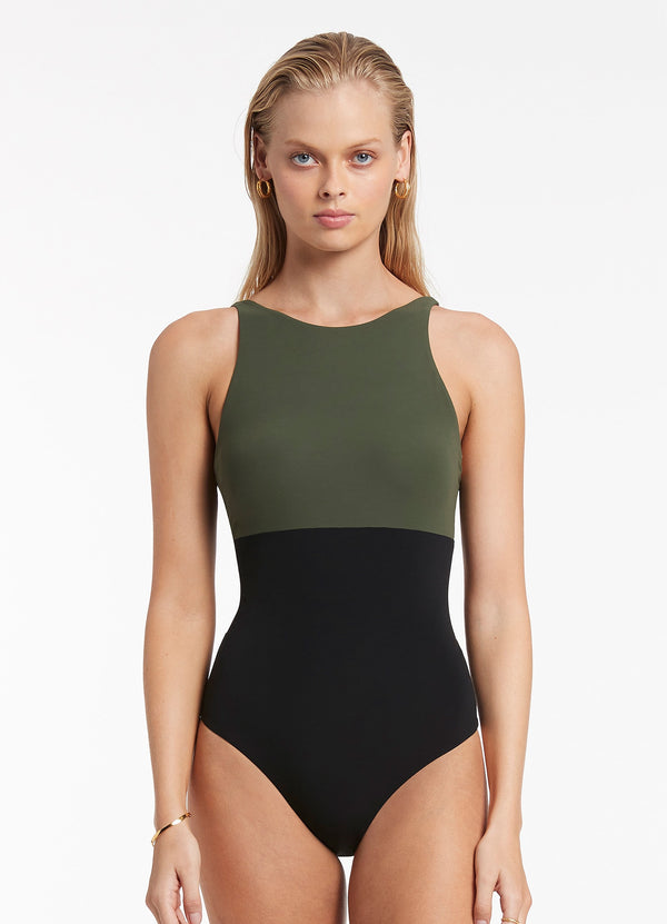 Versa High Neck One Piece - Olive