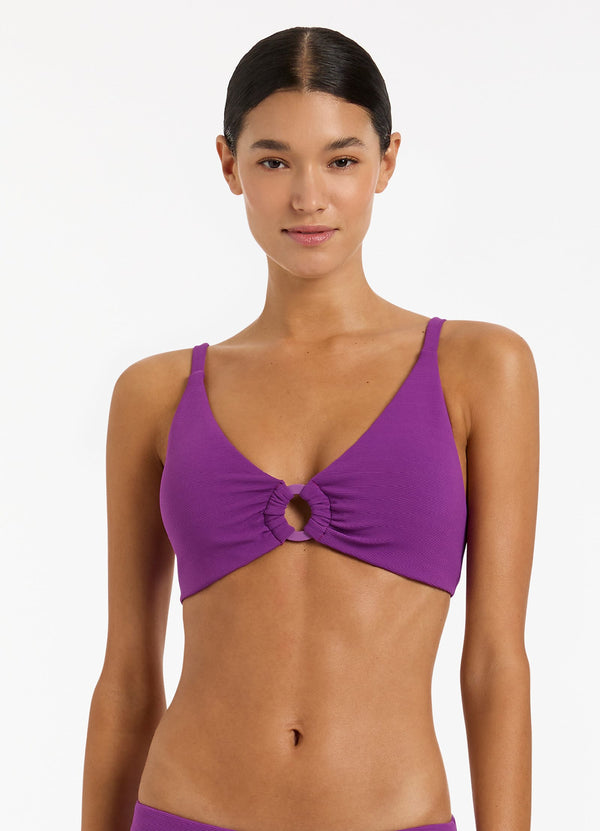 Isla Rib C-D Triangle Bikini Top - Wine Cup