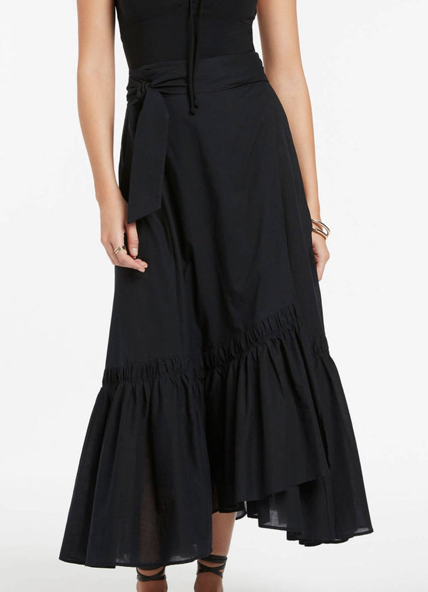 Jetset Tiered Wrap Skirt - Black