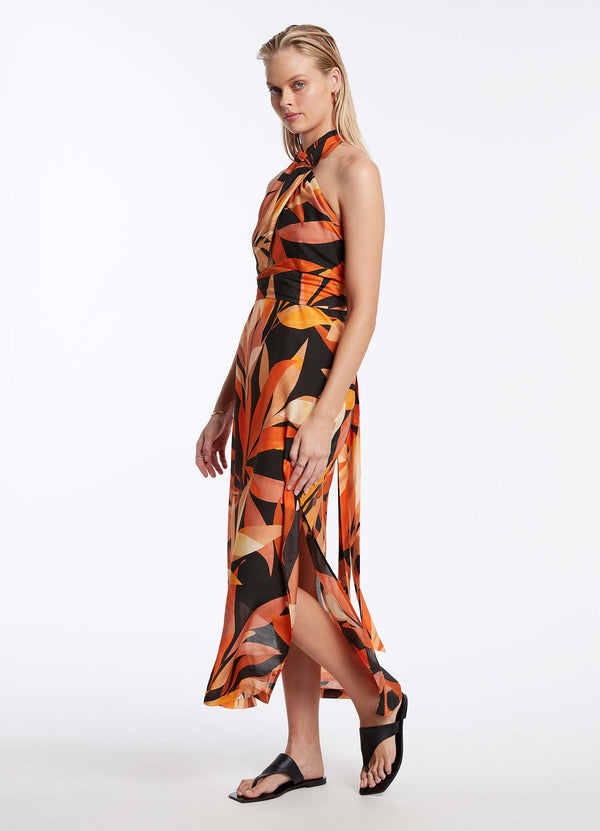 Solari Wrap Front Dress - Tangerine