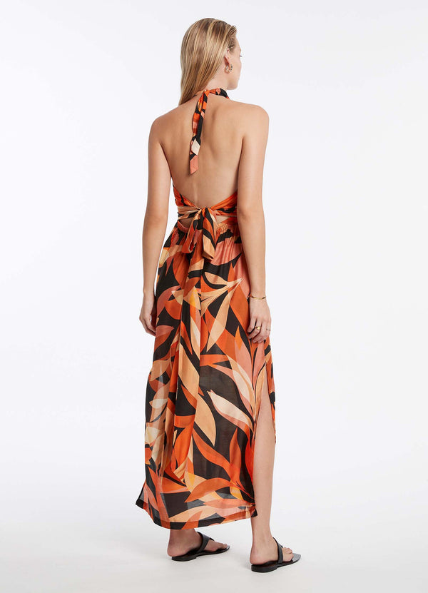 Solari Wrap Front Dress - Tangerine