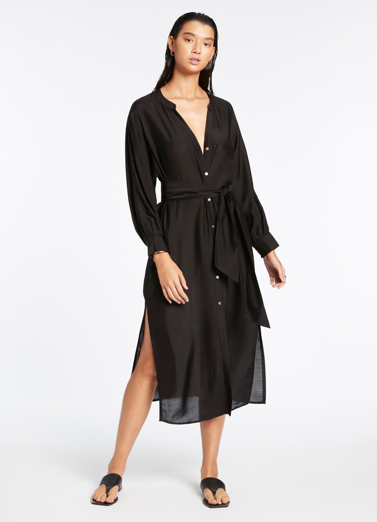 Black silk hotsell shirt dress uk