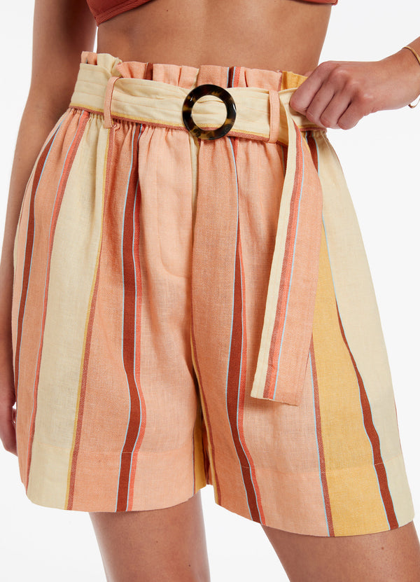 Fira Stripe High Waist Short - Marigold